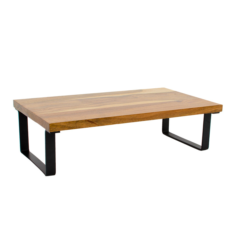 16’’ x 10’’ Serving Tray Acacia Wood Top, Matte Black Metal Frame