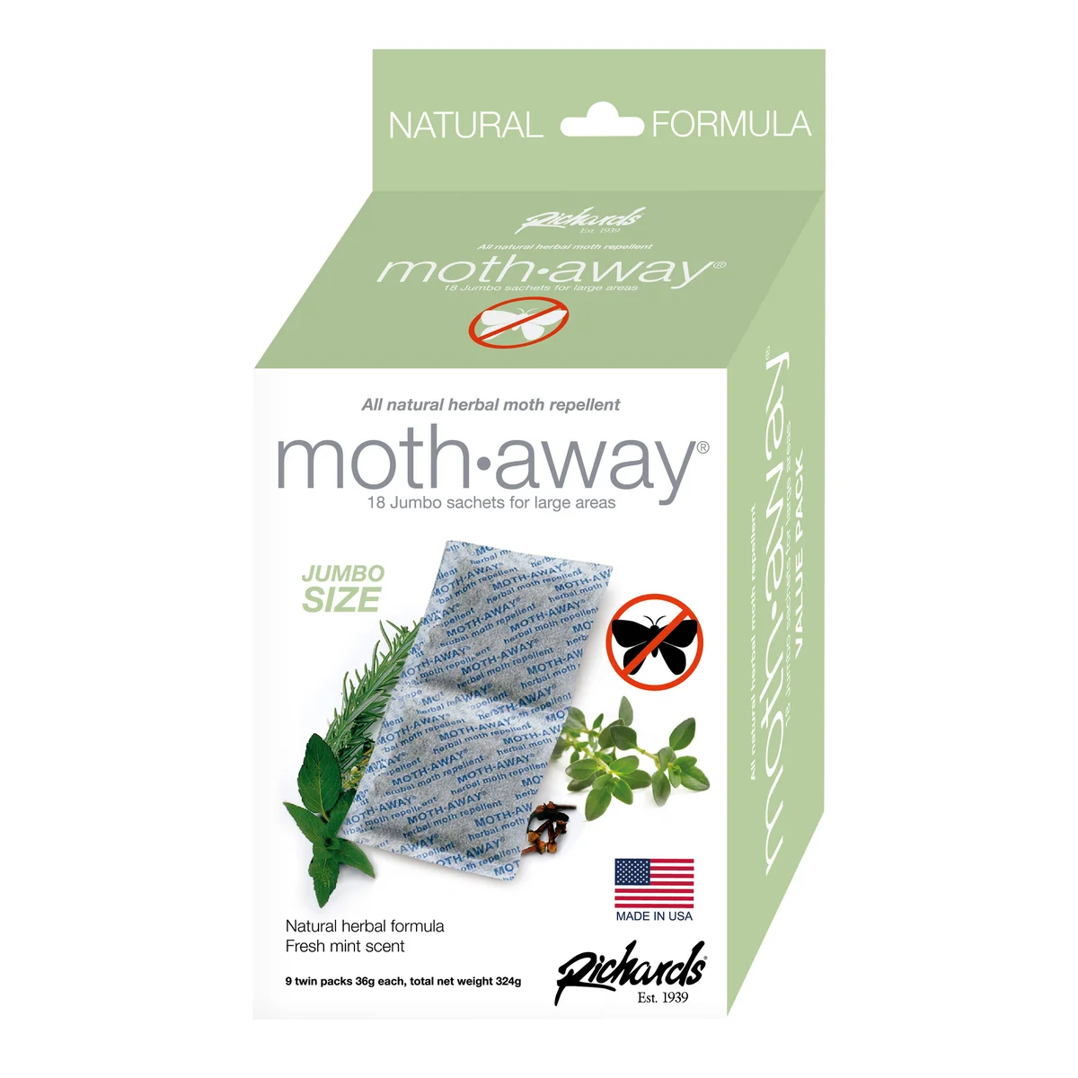 Moth Away Sachets Nontoxic (White 7" x 4.5") Jumbo