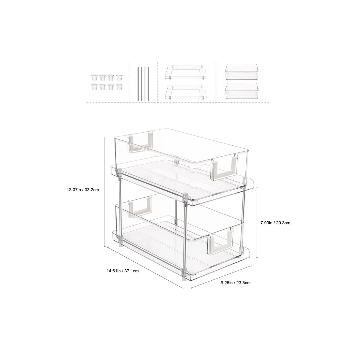 Chrome/Clear - 2-Tier Sliding Drawer Organizer