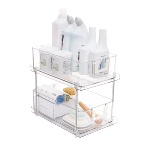 Chrome/Clear - 2-Tier Sliding Drawer Organizer