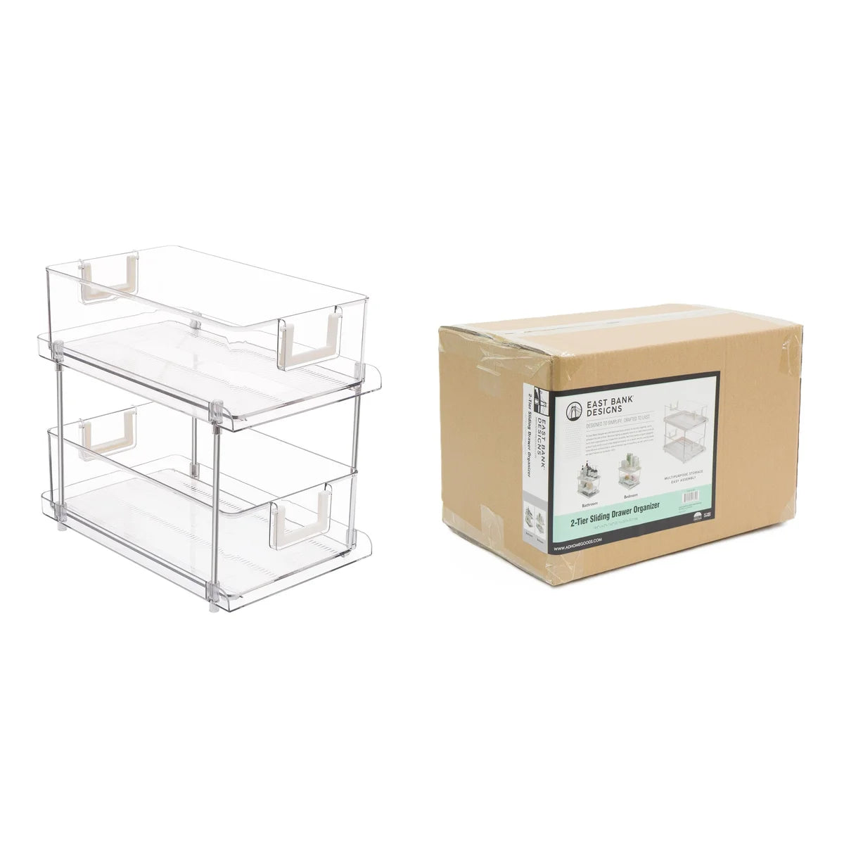 Chrome/Clear - 2-Tier Sliding Drawer Organizer