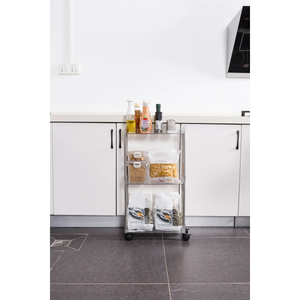 Chrome/Clear - Acrylic 3-Tier Cart