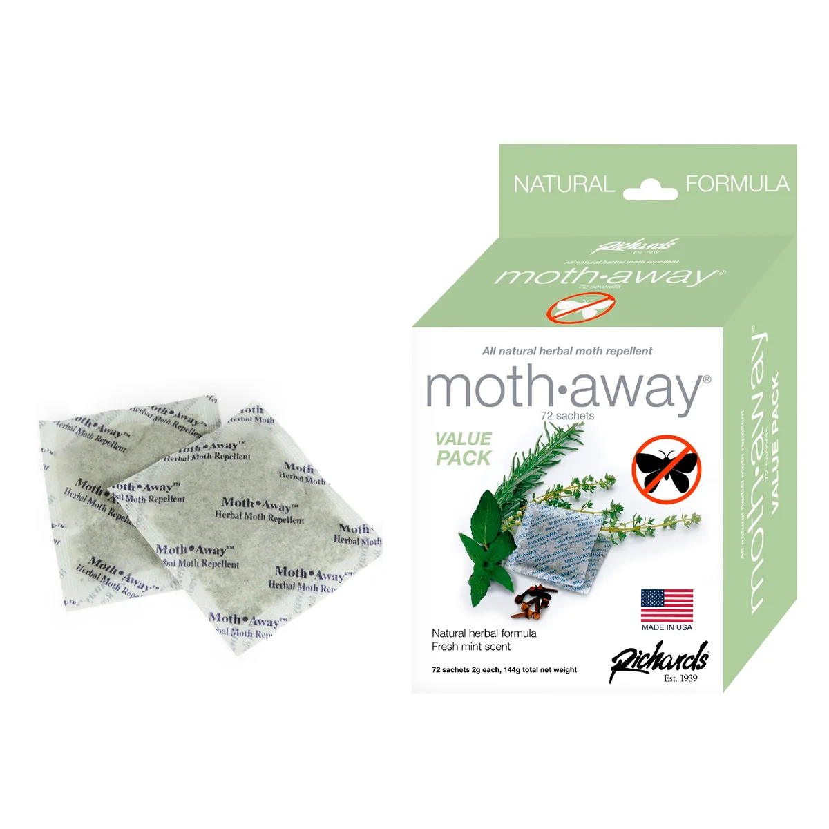 Moth Away Sachets Nontoxic (White 2.25" x 2.25")