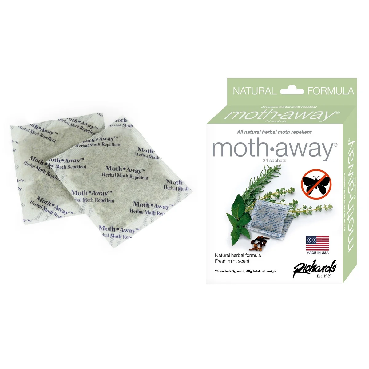Moth Away Sachets Nontoxic (White 2.25" x 2.25")
