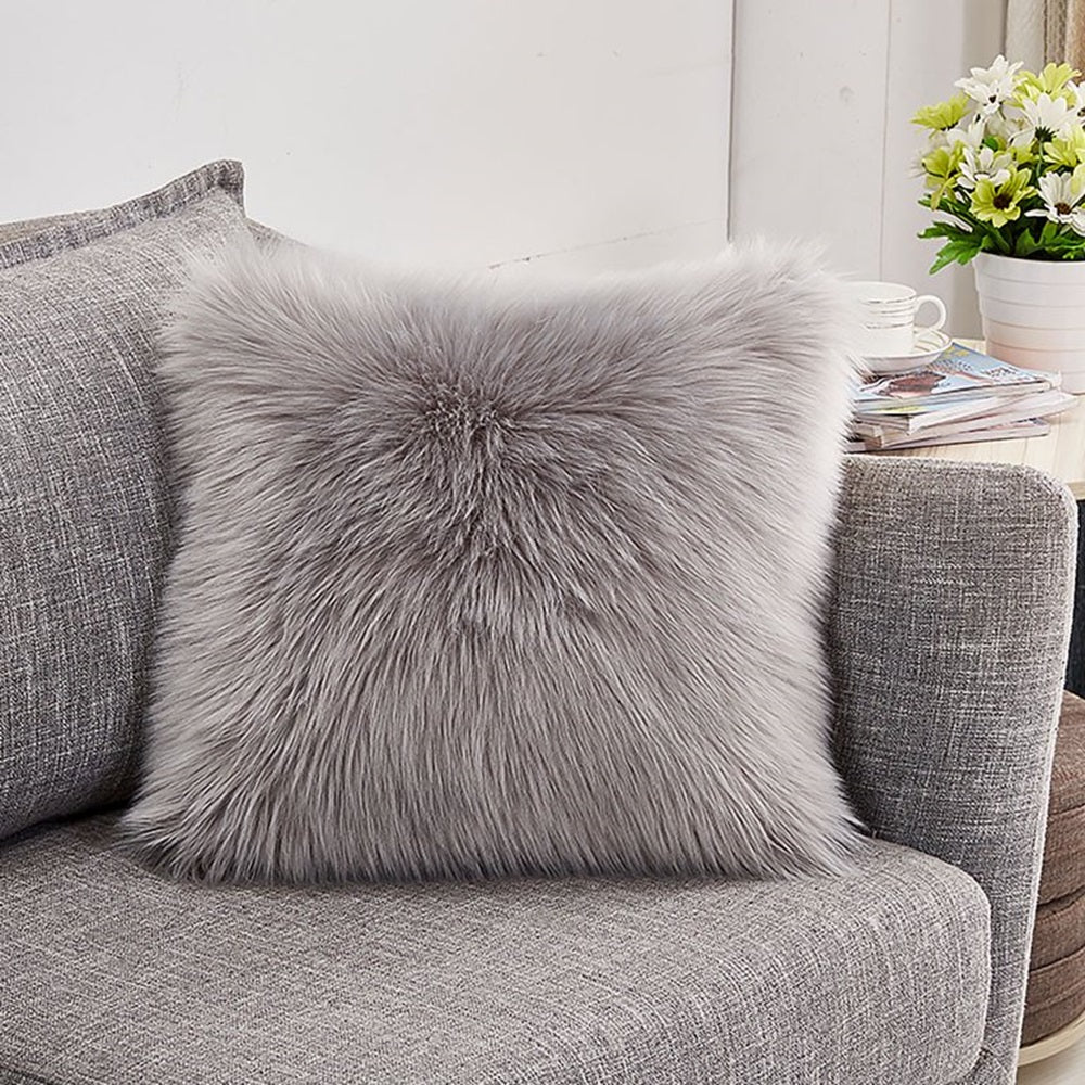 Pack of 2 Faux Fur Solid Throw Decorative Pillows 18 x 18 Inches - 4 Colors!