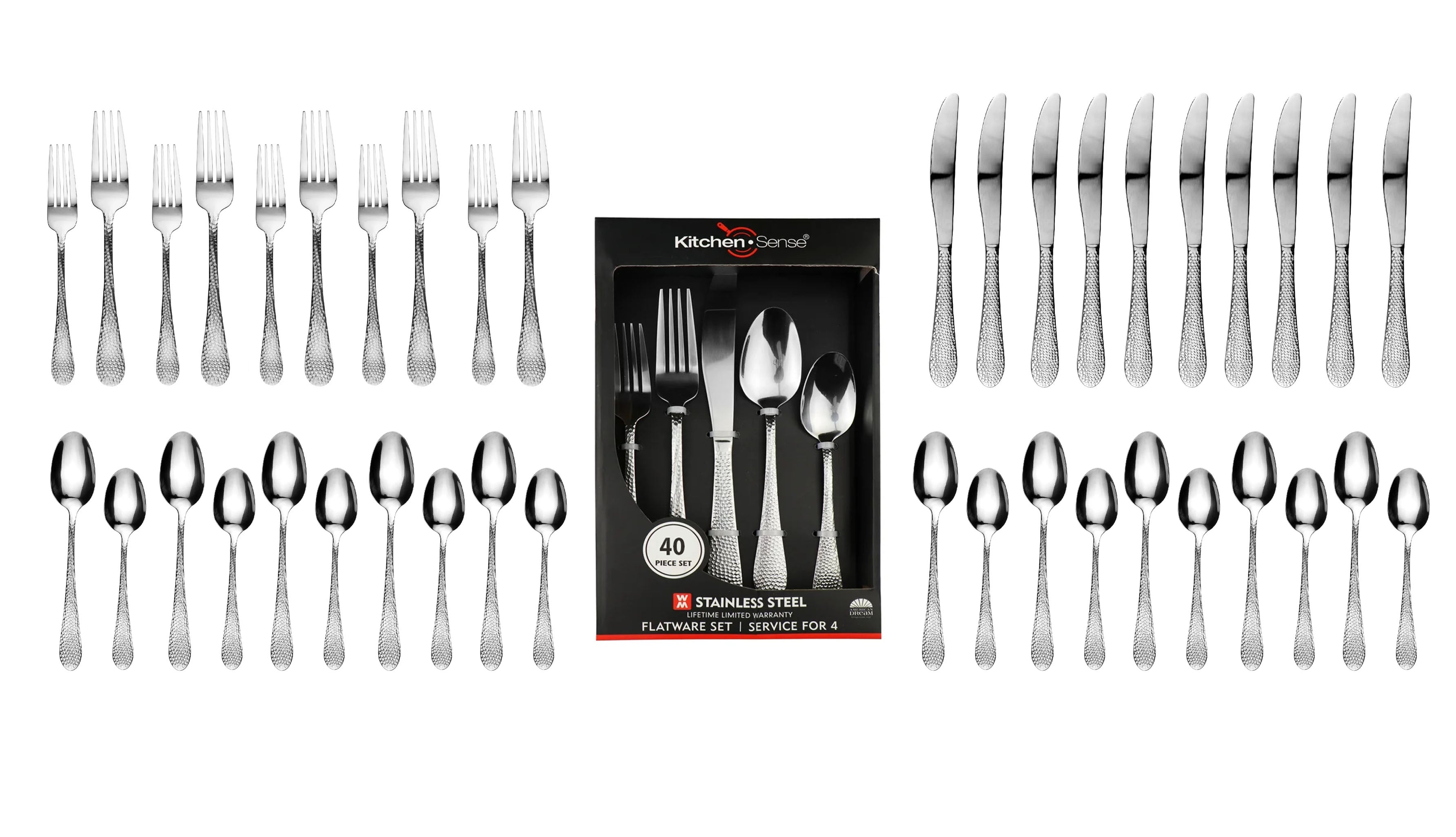 40-Piece Silverware Set with Steak Knives - 3 Designs!