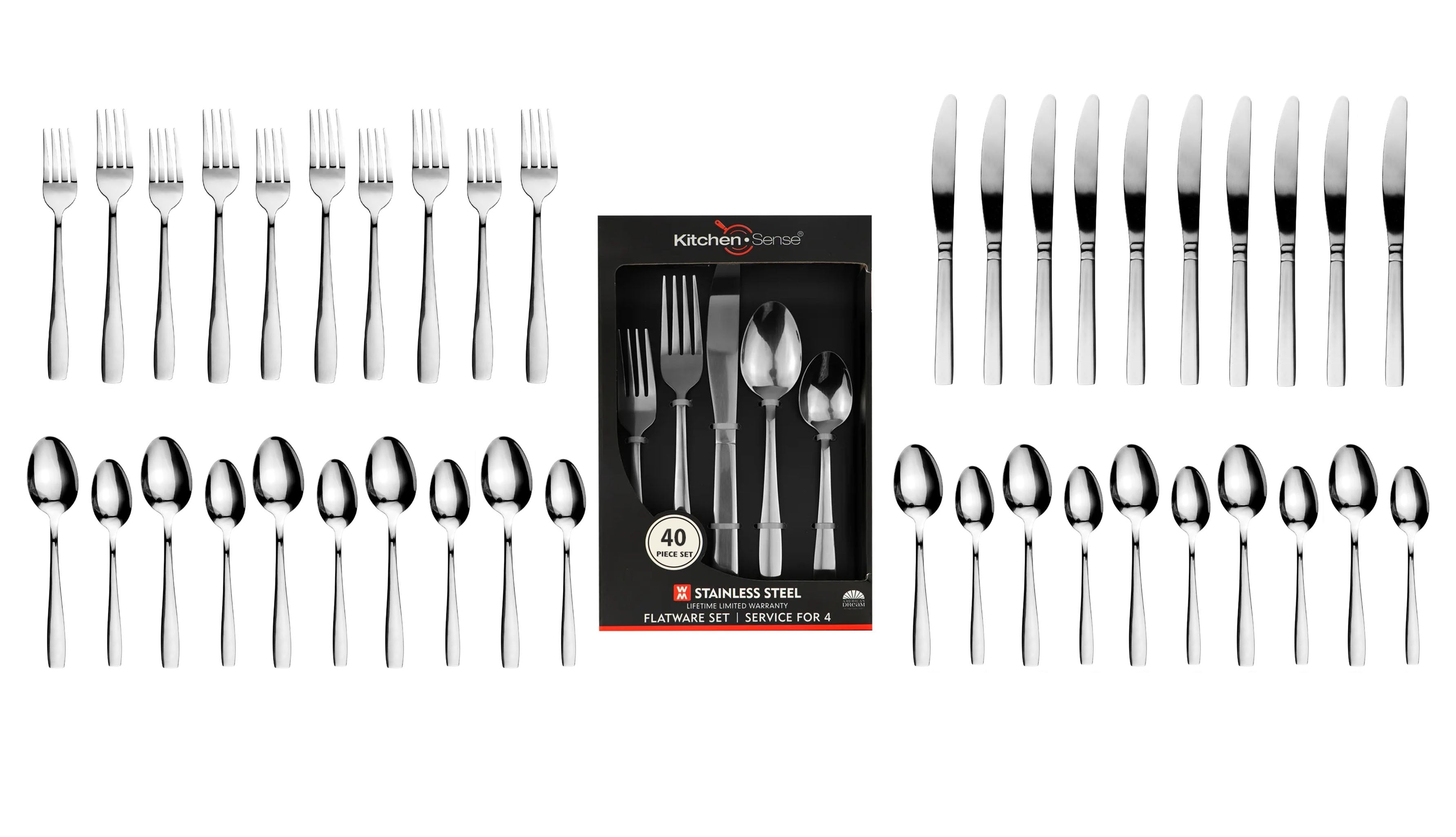 40-Piece Silverware Set with Steak Knives - 3 Designs!