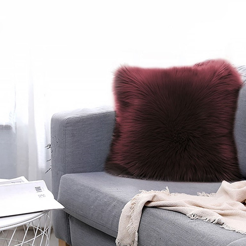 Pack of 2 Faux Fur Solid Throw Decorative Pillows 18 x 18 Inches - 4 Colors!