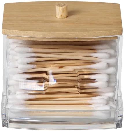 3 Pack- 10oz Bamboo Qtip Organizer for Cotton Ball, Swabs & Floss!