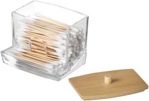 3 Pack- 10oz Bamboo Qtip Organizer for Cotton Ball, Swabs & Floss!