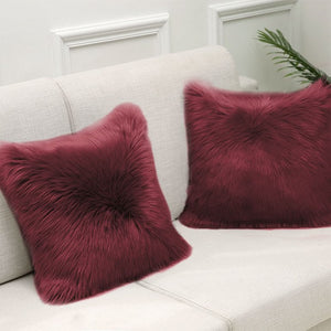 Pack of 2 Faux Fur Solid Throw Decorative Pillows 18 x 18 Inches - 4 Colors!