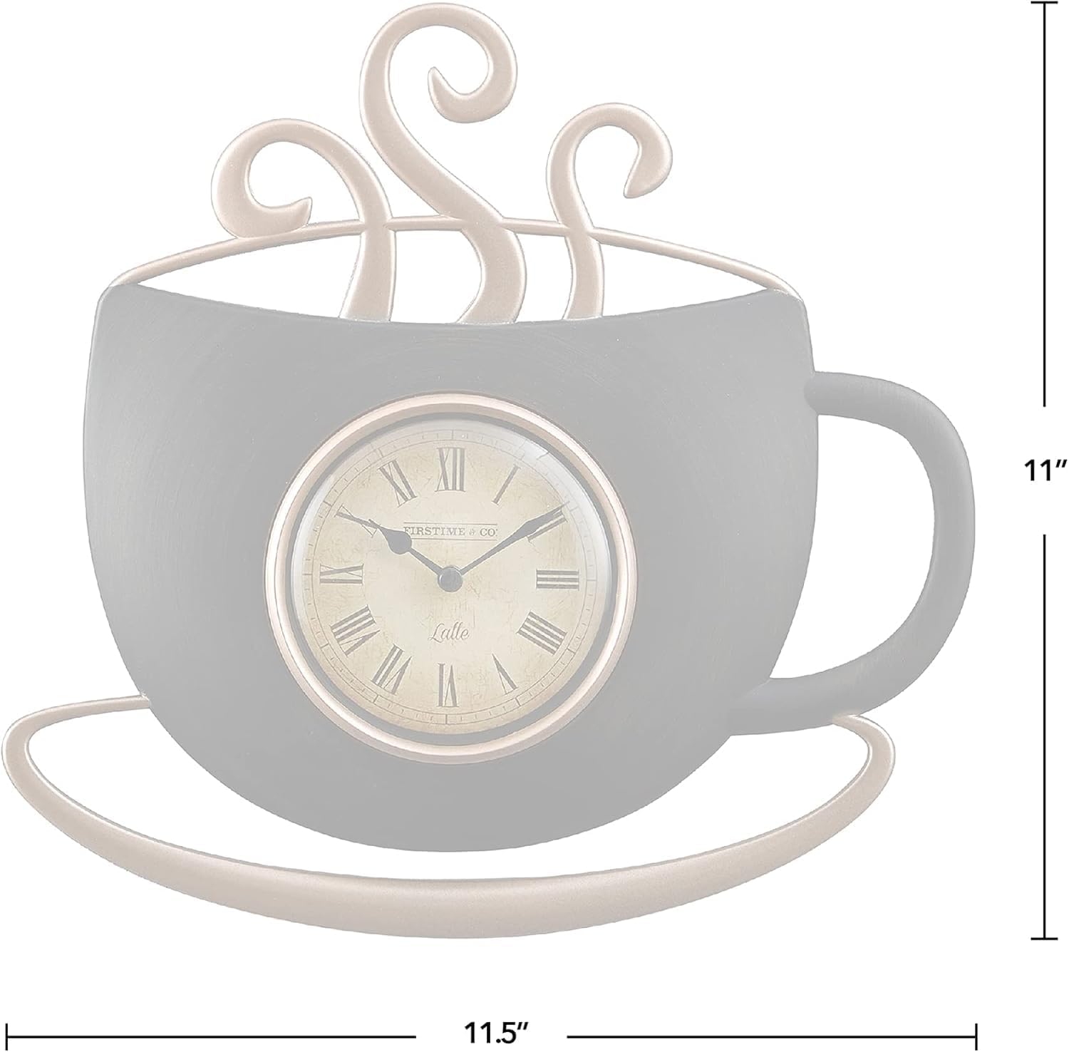 Plastic Farmhouse Style Latte Cup Clock 11.5 x 1.375 x 11 inches