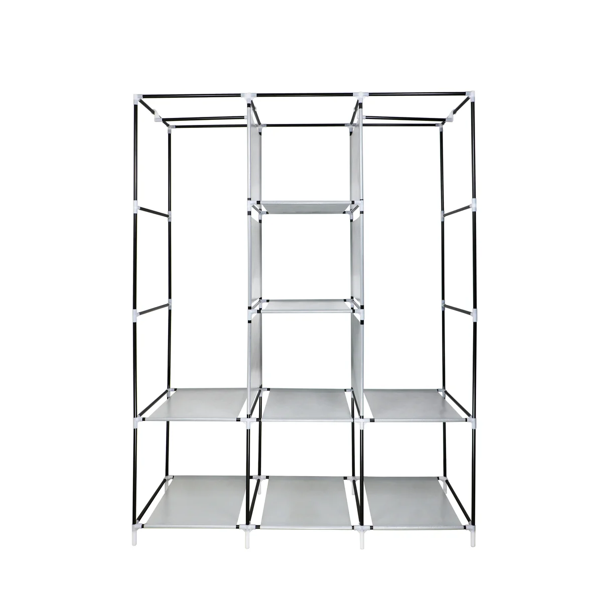 Portable Free Standing Closet with 8 Storage Shelves, 2 Hanging Rod & 4 Pockets