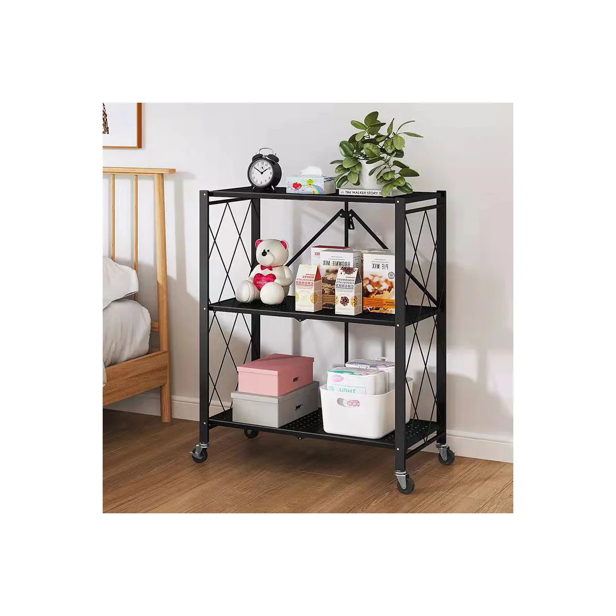 Assembled Black Foldable Metal Storage Shelving Unit - 3 Sizes!