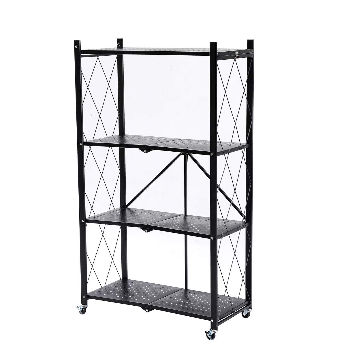 Assembled Black Foldable Metal Storage Shelving Unit - 3 Sizes!