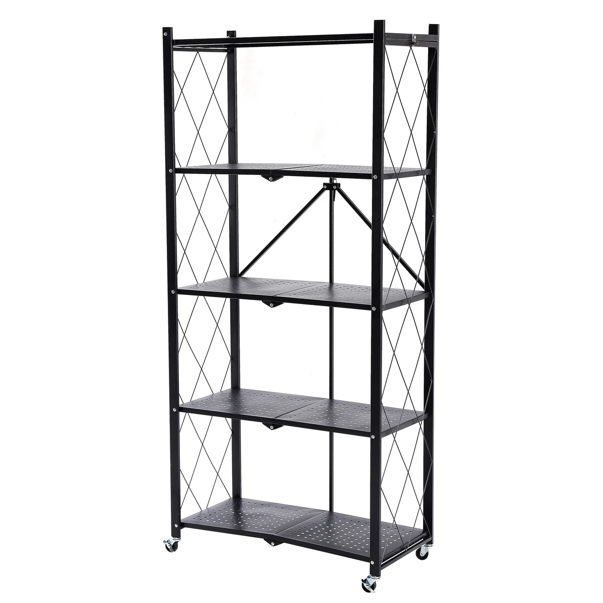 Assembled Black Foldable Metal Storage Shelving Unit - 3 Sizes!