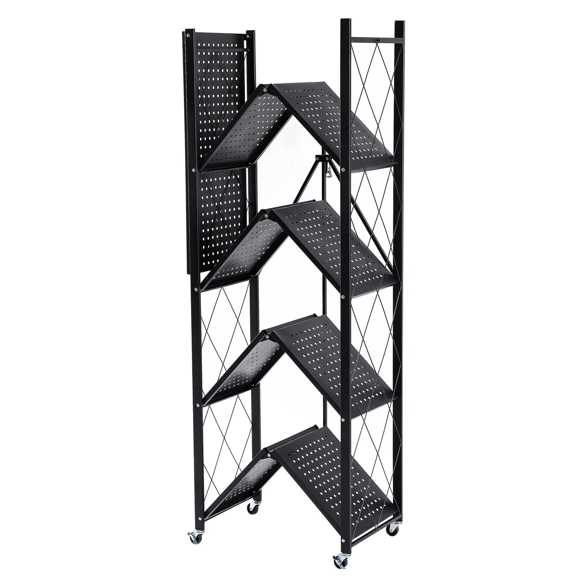 Assembled Black Foldable Metal Storage Shelving Unit - 3 Sizes!