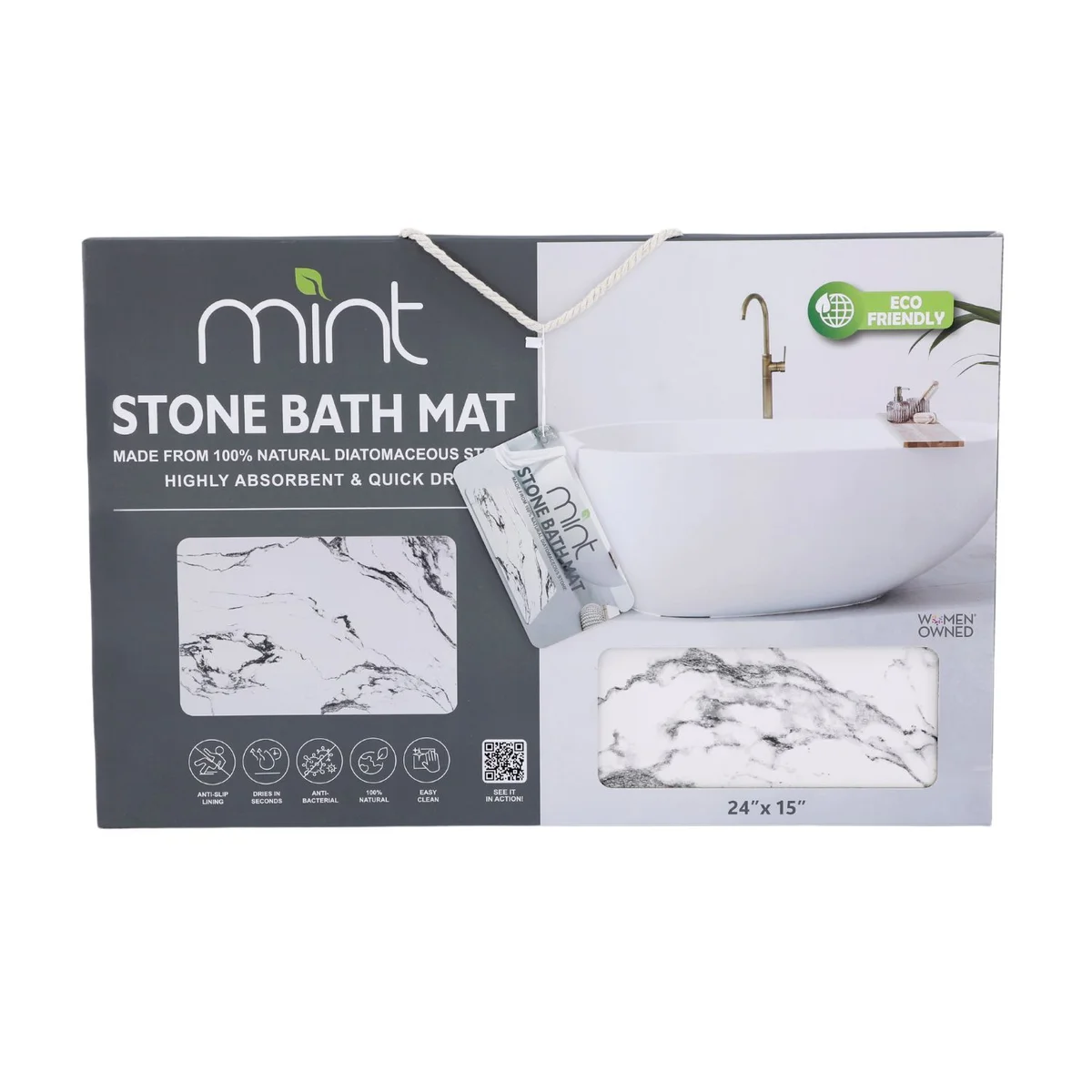 4 Colors! - 24'' x 15'' Diatomaceous Quick-Drying Stone Bath Mat