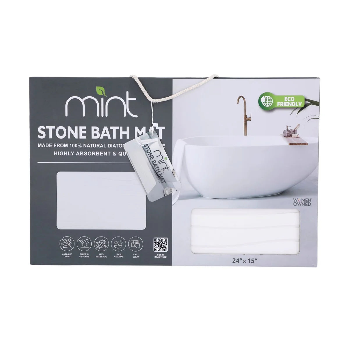 Off White Wave Stone Bath Mat - Dimensions: 24"x15"