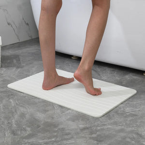 Off White Wave Stone Bath Mat - Dimensions: 24"x15"
