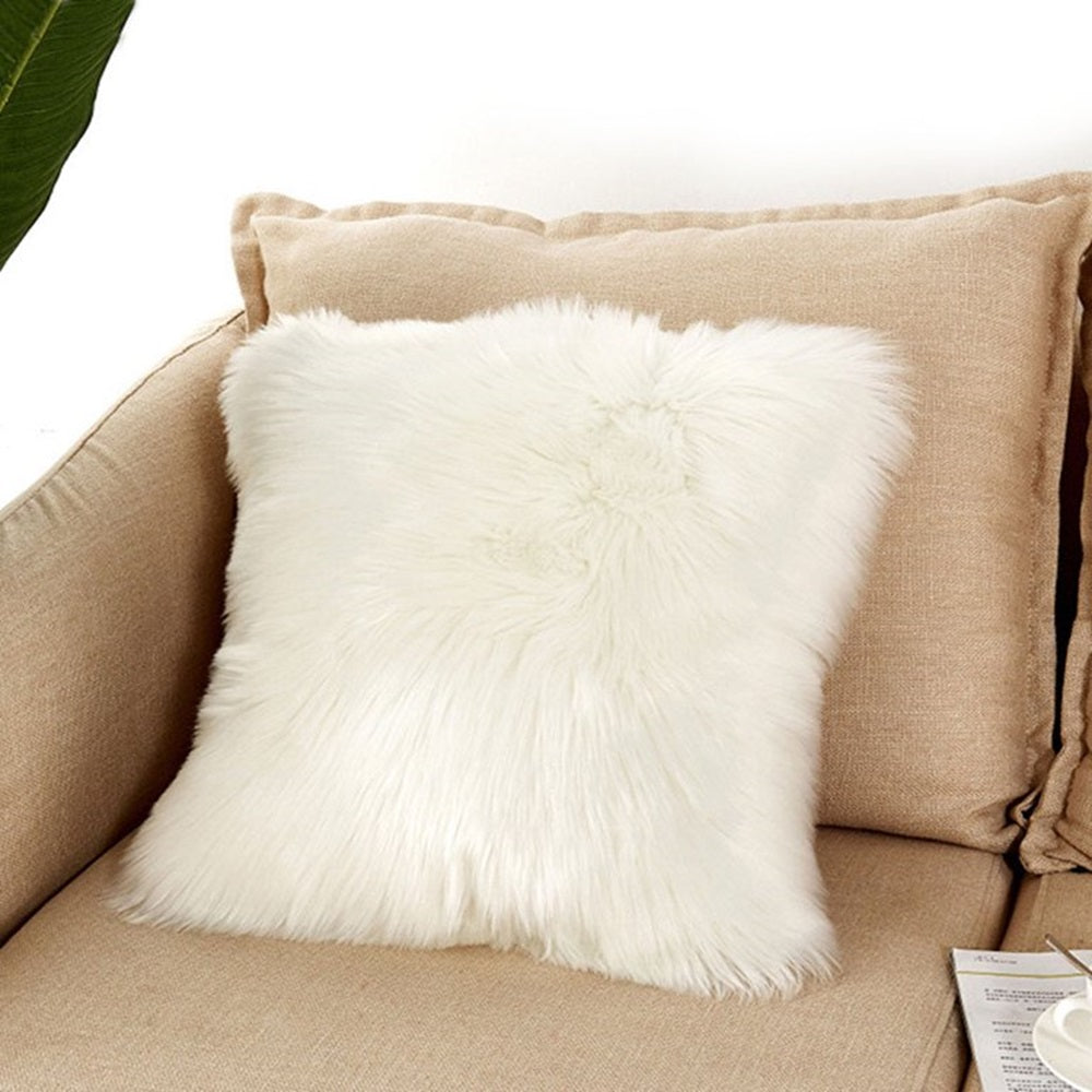 Pack of 2 Faux Fur Solid Throw Decorative Pillows 18 x 18 Inches - 4 Colors!