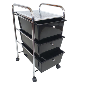 Rolling Storage Cart and Organizer with Plastic Drawers