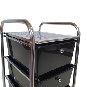 Rolling Storage Cart and Organizer with Plastic Drawers