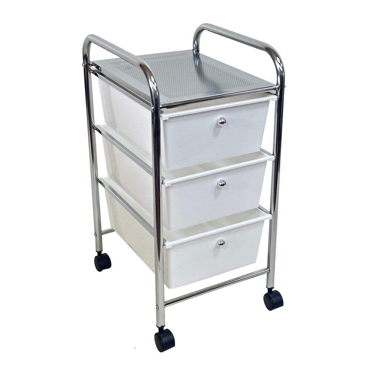 Rolling Storage Cart and Organizer with Plastic Drawers