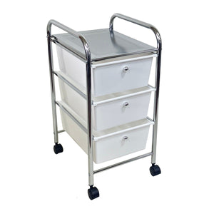 Rolling Storage Cart and Organizer with Plastic Drawers