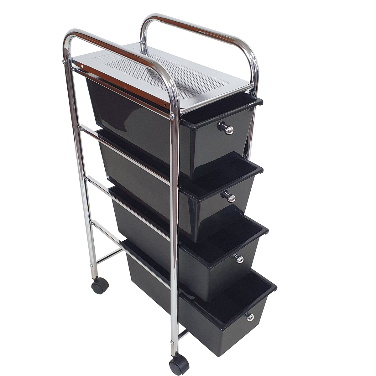 Rolling Storage Cart and Organizer with Plastic Drawers