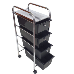 Rolling Storage Cart and Organizer with Plastic Drawers