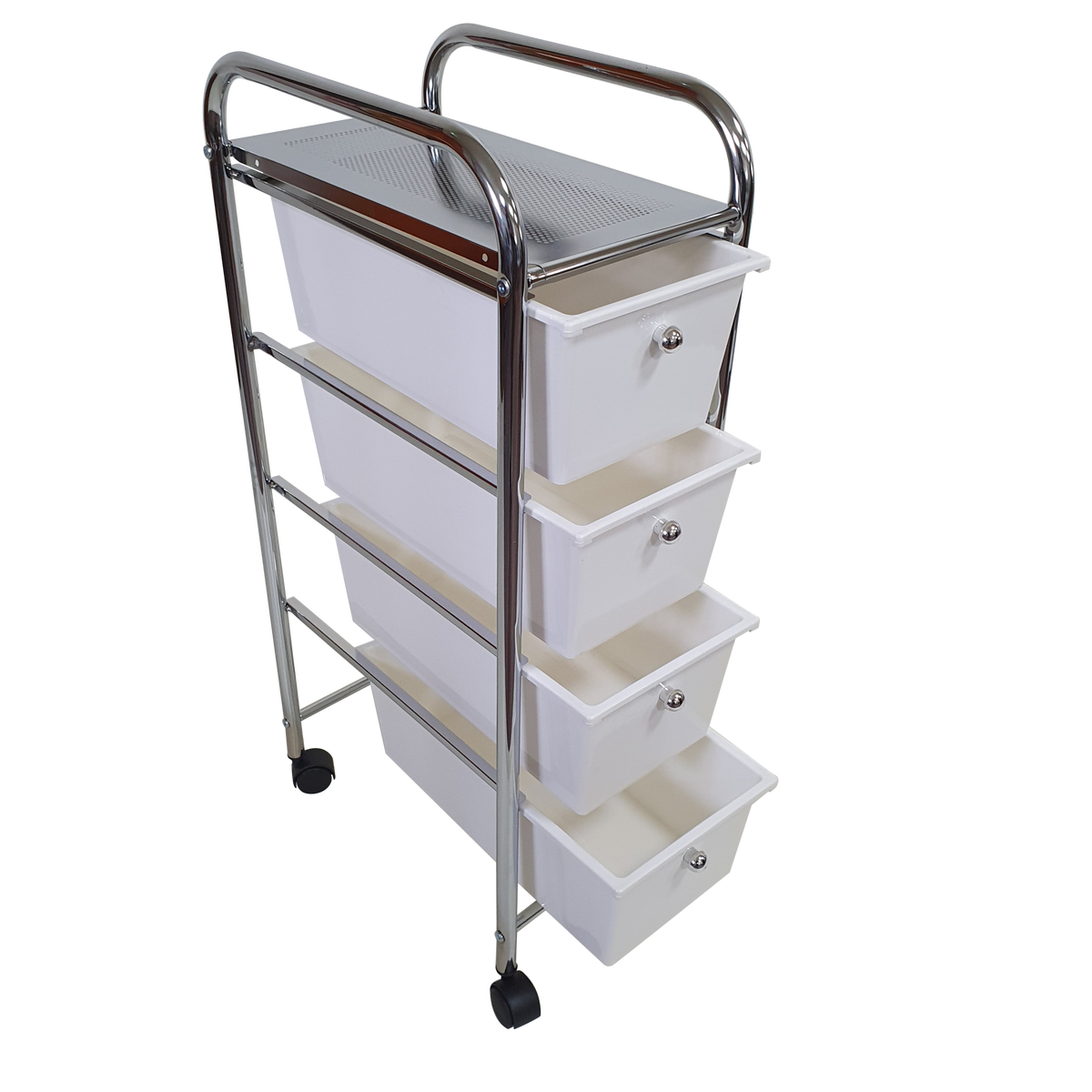 Rolling Storage Cart and Organizer with Plastic Drawers