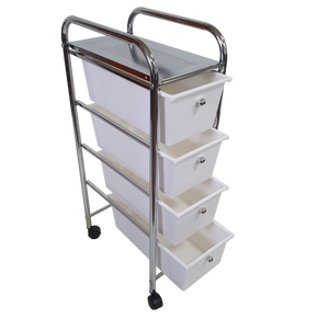 Rolling Storage Cart and Organizer with Plastic Drawers