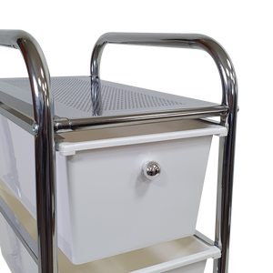 Rolling Storage Cart and Organizer with Plastic Drawers