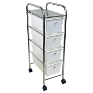 Rolling Storage Cart and Organizer with Plastic Drawers