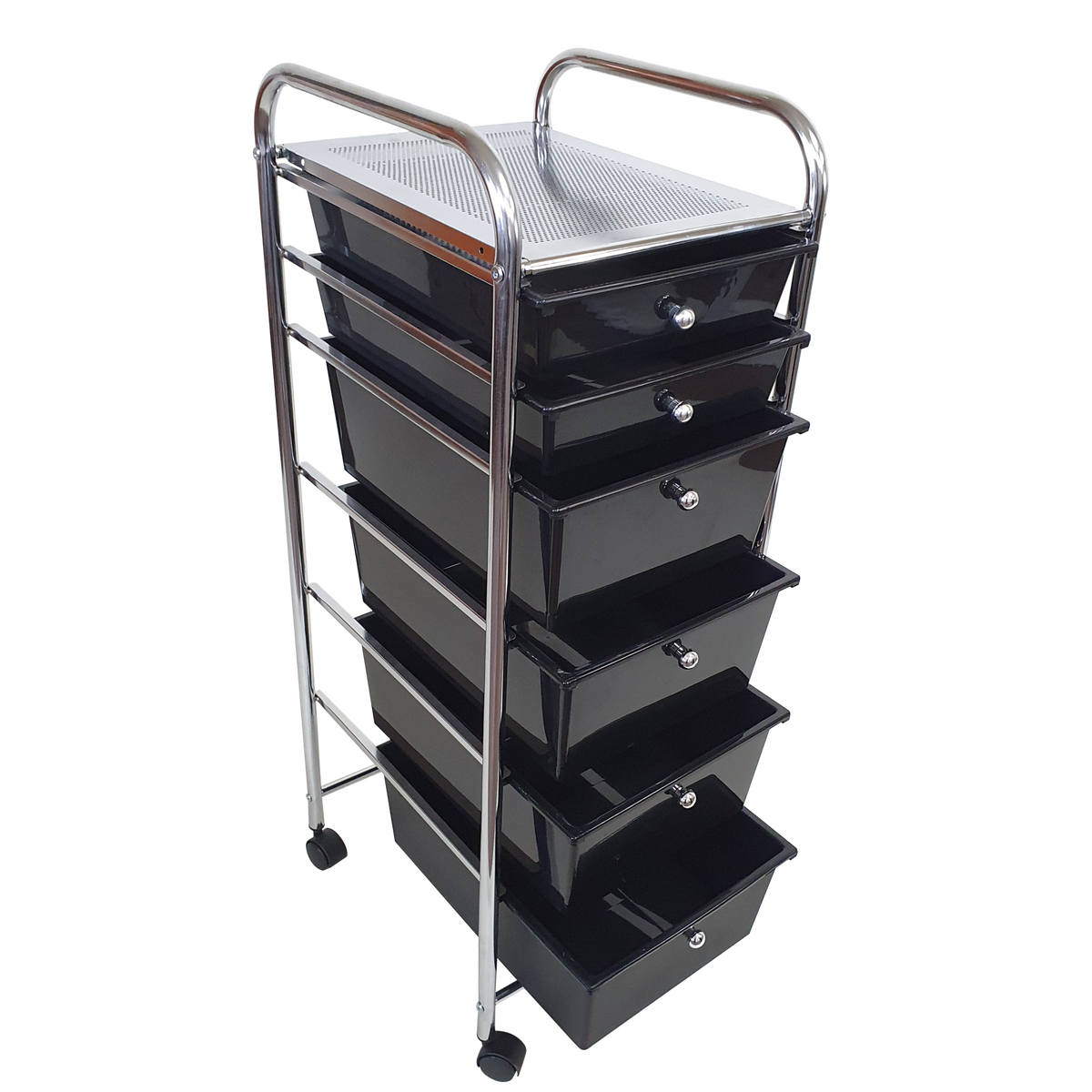 Rolling Storage Cart and Organizer with Plastic Drawers