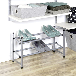 14 in. H x 44 in. W Expandable Space Saving 10-Pair Stainless Steel Shoe Rack