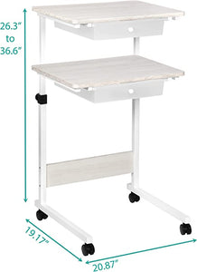 Adjustable Overbed Bedside Table with Wheels (Hospital and Home Medical Use)
