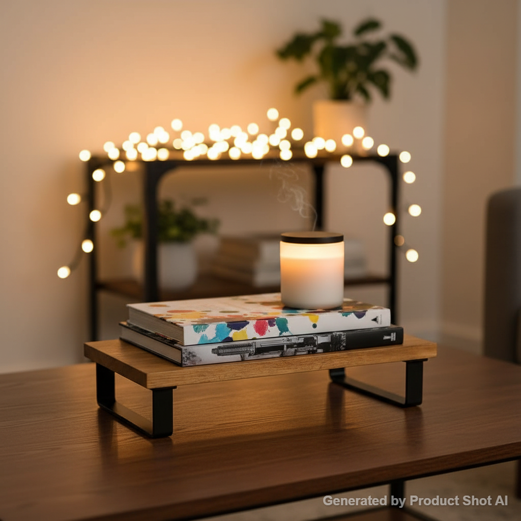 16’’ x 10’’ Serving Tray Acacia Wood Top, Matte Black Metal Frame