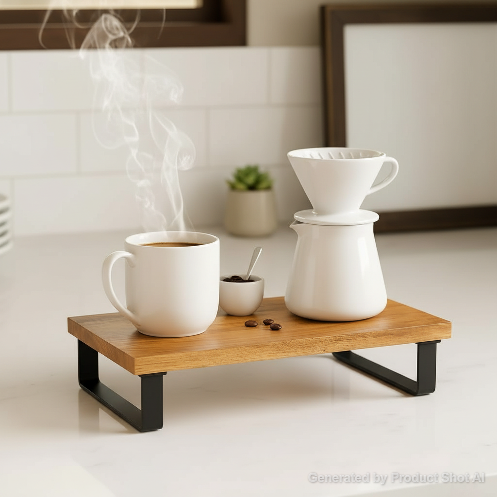 16’’ x 10’’ Serving Tray Acacia Wood Top, Matte Black Metal Frame