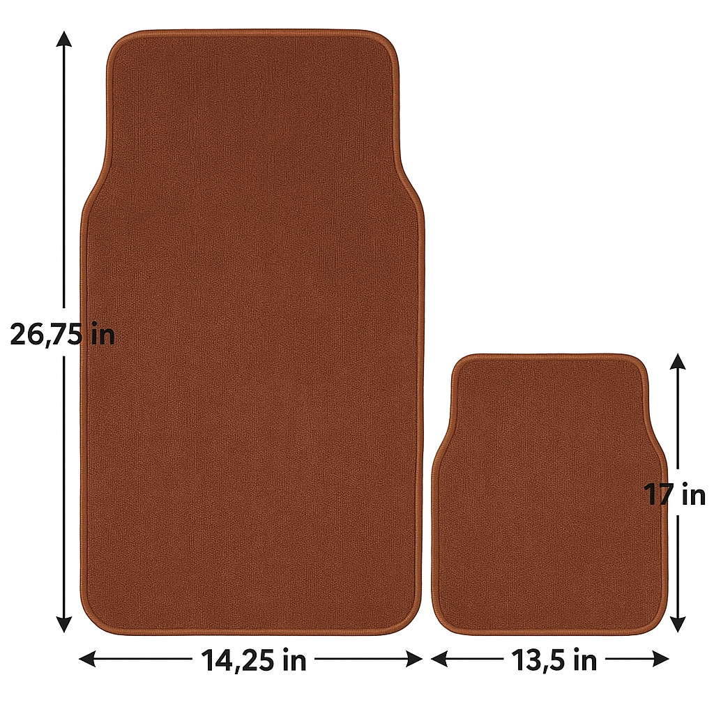 4 Piece Set of Car Floor Mats Front 26.75 x 14.25 inches, Rear 13.5 x 20 inches