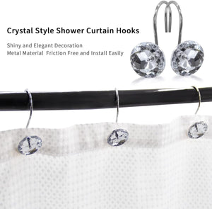 Set of 12 Rust Resistant Shower Curtain Hooks - 6 Designs!