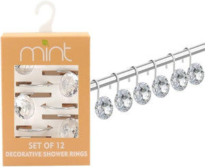 Set of 12 Rust Resistant Shower Curtain Hooks - 6 Designs!