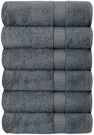 Hotel & Spa 100% Cotton Bath Towels Set of 6-27x52 inch