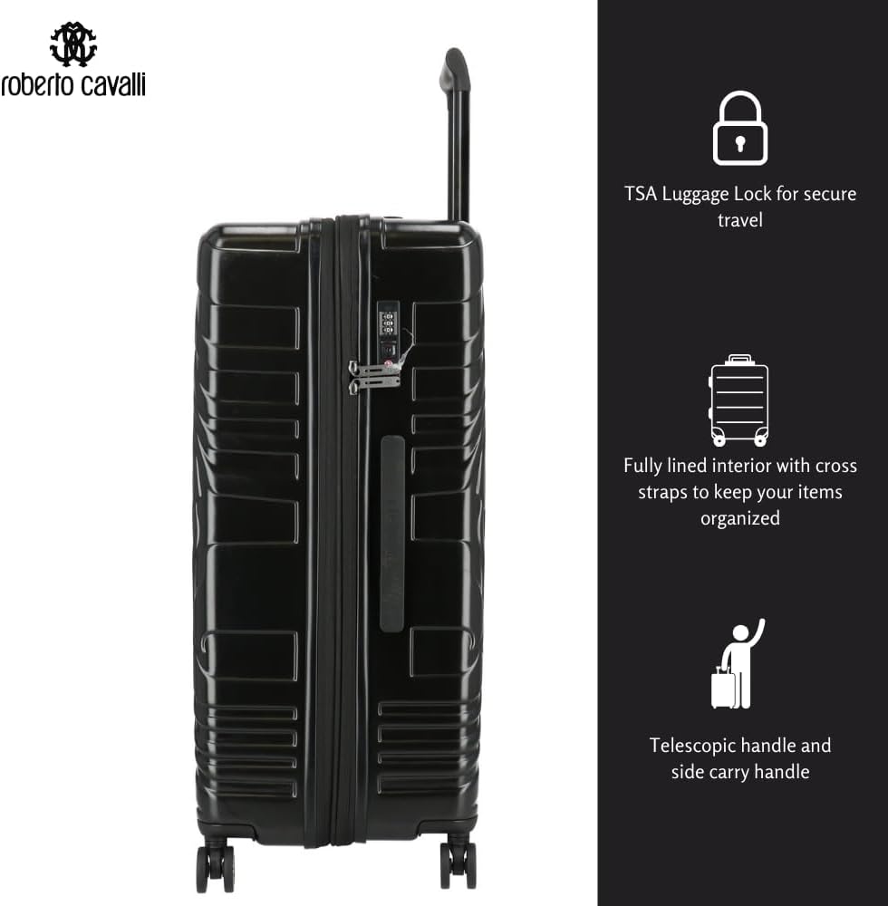 ROBERTO CAVALLI Luxury 3 Piece Luggage Set, Expandable Hard Shell Suitcases with 8 Spinner Wheels, TSA Lock Large Suitcase Set for Men and Woman