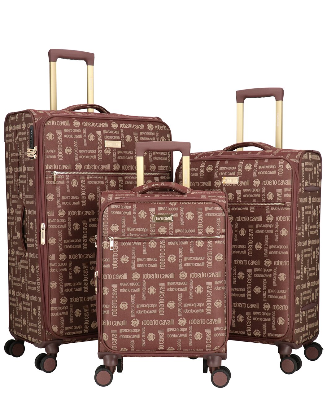 ROBERTO CAVALLI Luxury 3 Piece Luggage Set, Expandable Hard Shell Suitcases with 8 Spinner Wheels