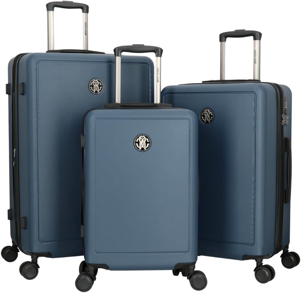 ROBERTO CAVALLI Luxury 3 Piece Luggage Set, Expandable Hard Shell Suitcases with 8 Spinner Wheels, Combination Lock Large Suitcase Set for Men and Woman