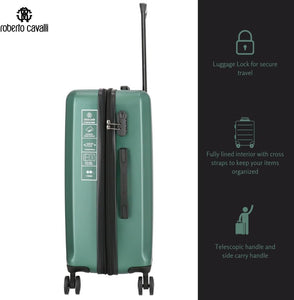 ROBERTO CAVALLI Luxury 3 Piece Luggage Set, Expandable Hard Shell Suitcases with 8 Spinner Wheels, Combination Lock Large Suitcase Set for Men and Woman -Green