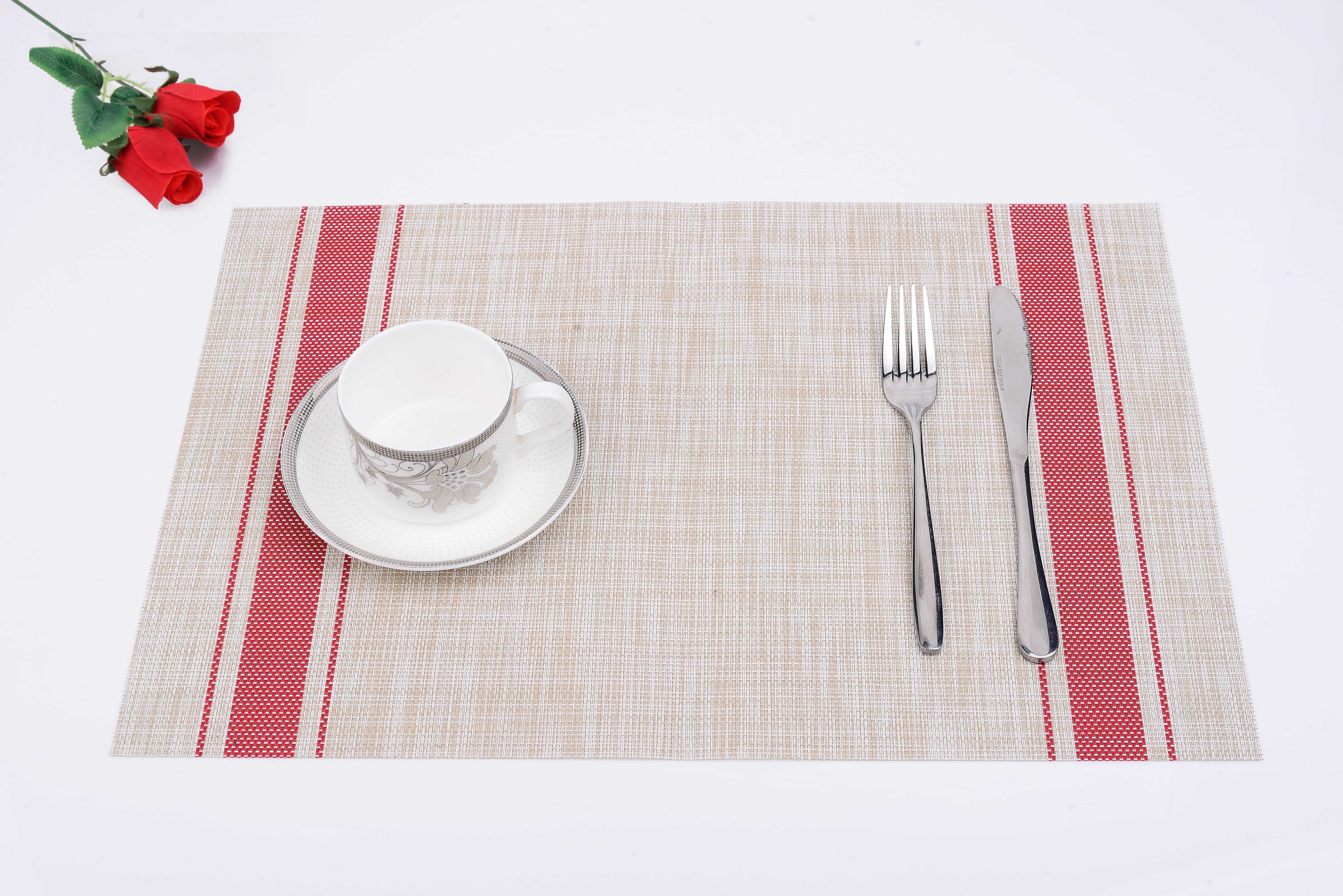 Set of 4 - 12" x 18" In. Woven Non-Slip Washable Placemats