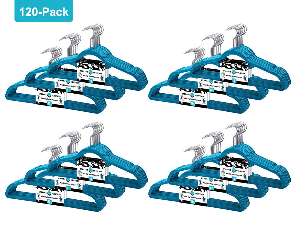 120 Pack - Premium Velvet Non-Slip Hanger with 360 Degree Rotatable Hook